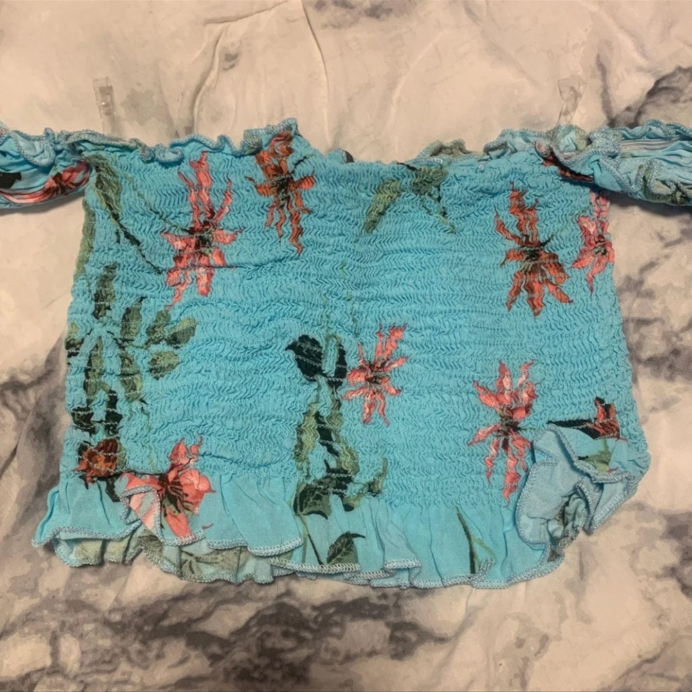 Floral Off-Shoulder Smocked Top